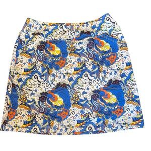 B-SKINZ Performance Stretch Royal Blue Abstract Paisley Pocketed Golf Skort Sz S